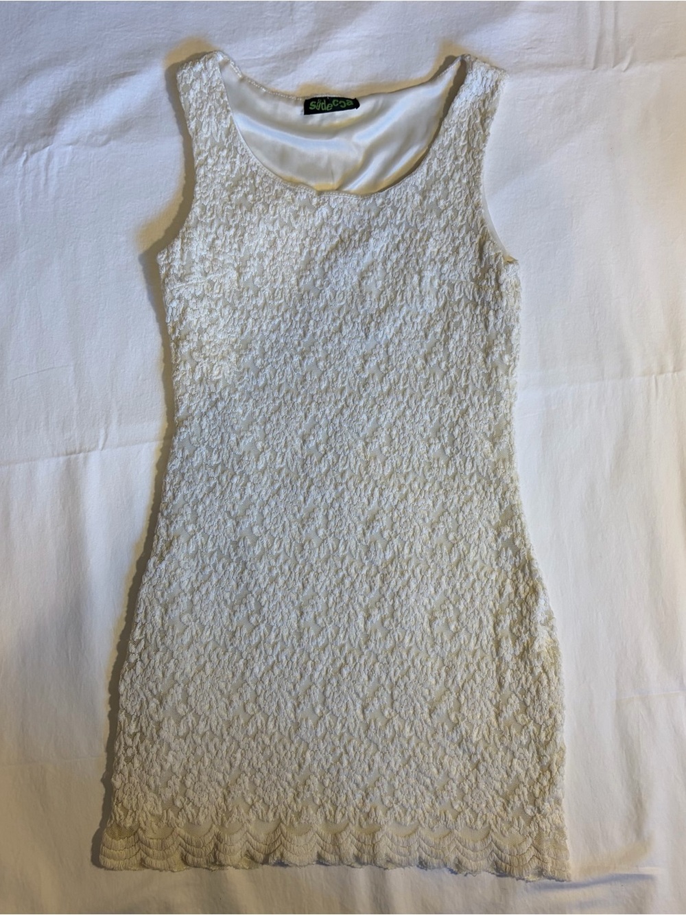 Sleeveless Ivory Lace Mini Dress